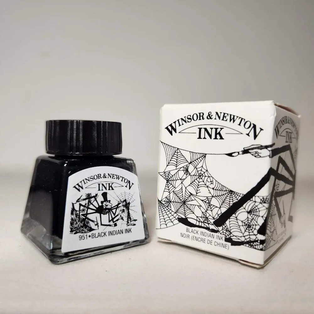 Winsor & Newton Drawing Indian Ink 14ml Bottle Black 951 Shimmer NEW Art Suppy